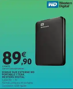 Intermarché Western Digital Disque dur externe WD portable 1 Tera offre