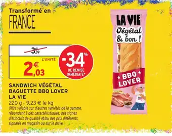 LA VIE SANDWICH VÉGÉTAL BAGUETTE BBQ LOVER