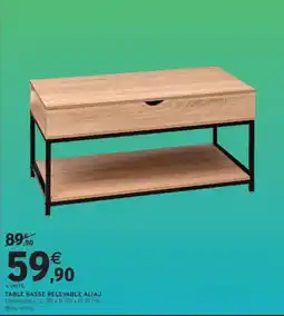 Intermarché Aliaj table basse relevable offre