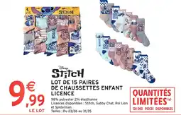 Intermarché Express Lot de 15 paires de chaussettes enfant licence offre
