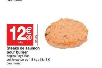 Promocash Steaks De Saumon Pour Burger offre