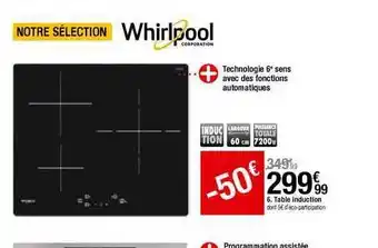 BUT Table Induction Whirlpool offre