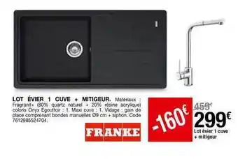 Lot évier 1 Cuve + Mitigeur