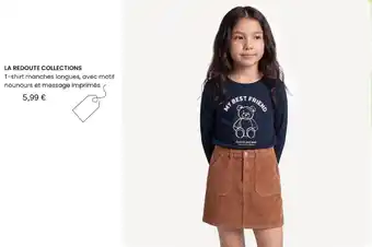 La redoute collections t-shirt manches longues, avec motif nounours et message imprimés