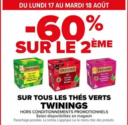 Carrefour Twinings sur tous les thés verts offre