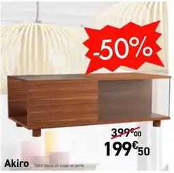 Habitat Akiro Table basse en noyer et verre offre
