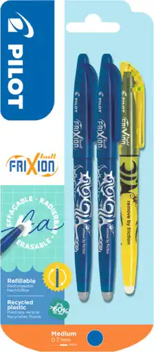 Auchan Pilot 2 frixion ball + 1 frixion light jaune pilot offre