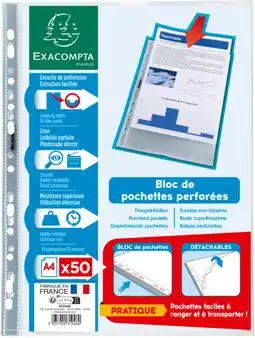 Auchan Exacompta bloc de 50 pochettes perforées lisses exacompta offre