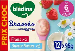 Auchan Bledina brassés lactés fraise et nature blédina offre