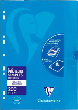 Auchan Clairefontaine 200 pages de feuilles simples perforées clairefontaine offre