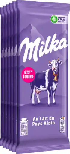 Auchan Milka tablettes de chocolat au lait milka offre
