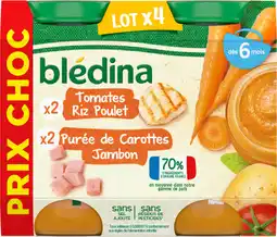 Auchan Bledina petits pots tomates riz poulet & purée carottes jambon blédina offre