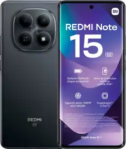 Auchan Xiaomi smartphone xiaomi redmi note 15 5g/256go noir offre