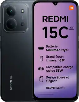 Auchan Xiaomi smartphone xiaomi redmi 15c 5g 256go noir offre