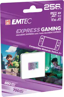 Auchan Emtec carte mémoire micro sd 256 go uhs-i u3 v30 offre