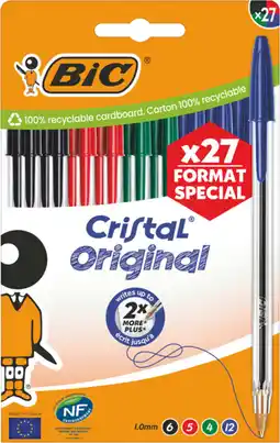 Auchan Supermarché Bic 27 stylos bille cristal bic offre