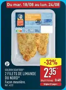ALDI Golden seafood - 2 filets de limande du nord offre