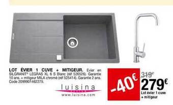 BUT Lot évier 1 Cuve + Mitigeur offre