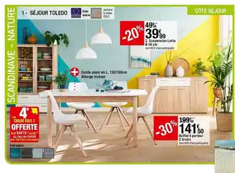 BUT Séjour Toledo : La Chaise Oslo 3, Suspension Lotta 36 Cm, Buffet 4 Portes 2 Tiroirs offre