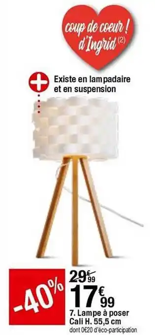 BUT Lampe à Poser Cali H. 55,5 Cm offre