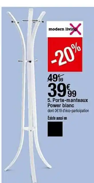 BUT Porte-manteaux Power Blanc offre