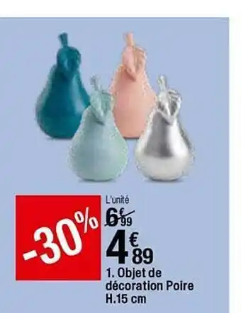 Objet De Décoration Poire H. 15 Cm