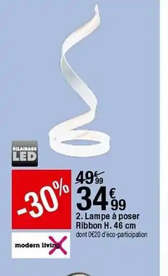 BUT Lampe à Poser Ribbon H. 46 Cm Modern Living offre