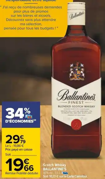 Carrefour Ballantines scotch whisky offre