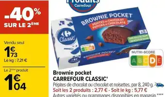 Carrefour Carrefour classic' brownie pocket offre