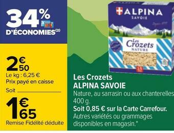 Carrefour Alpina savoie les crozets offre
