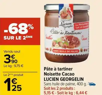 Carrefour Lucien georgelin pâte à tartiner noisette cacao offre