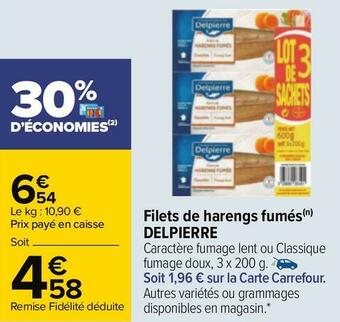 Carrefour Delpierre filets de harengs fumés offre