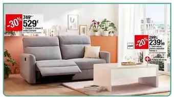 BUT Canapé 6 Places 2 Relax Corrano, Table Basse Plateau Relevable Tommy 3 offre