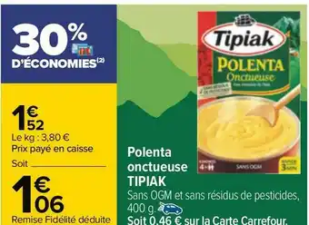 Carrefour Tipiak polenta onctueuse offre