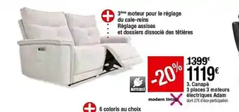 BUT Canapé 3 Places 3 Moteurs électriques Adam offre
