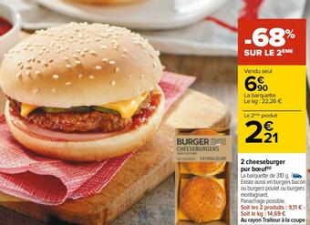 Carrefour 2 cheeseburger pur bœuf offre