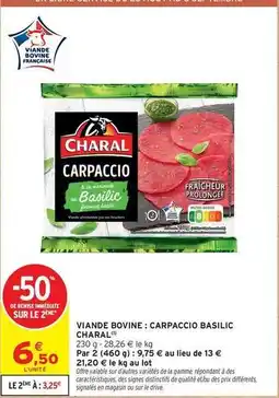 Intermarché Express Charal - viande bovine: carpaccio basilic offre