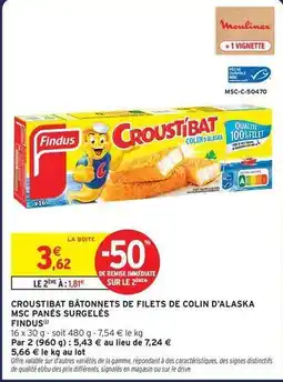 Intermarché Express Findus - croustibat batonnets de filets de colin d'alaska msc panés surgelés offre