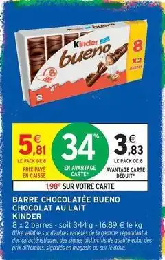 Intermarché Express Ferrero rocher - barre chocolat au lait kinder offre