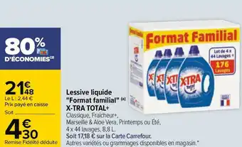 Carrefour X-tra total lessive liquide "format familial" offre