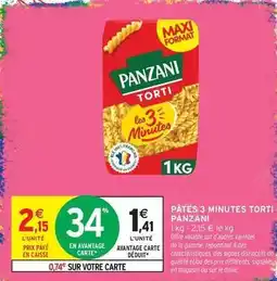 Intermarché Express Panzani - pâtes 3 minutes torti offre