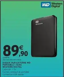 Intermarché Express Wd - disque dur externe wd portable 1 tera western digital offre