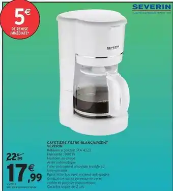 Severin - cafetiere filtre blanc/argent