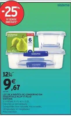 Intermarché Express Sistema - lot de 4 boites de conservation essentials offre