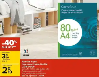 Carrefour Carrefour ramette papier impression haute qualité offre