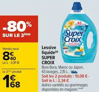 Carrefour Super croix lessive liquide offre