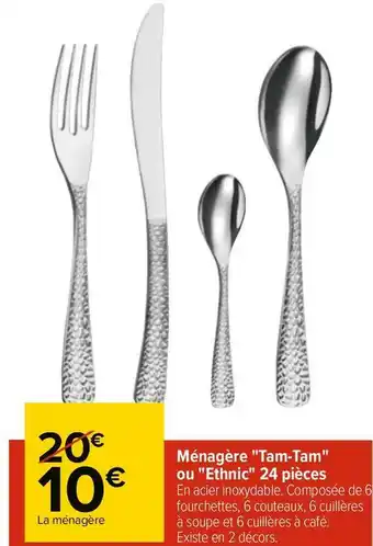 Carrefour Ménagère "tam-tam" ou "ethnic" 24 pièces offre