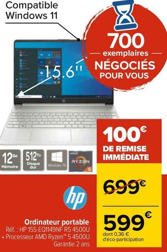 Carrefour Hp ordinateur portable offre