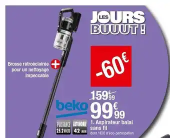BUT Aspirateur Balai Sans Fil Beko offre