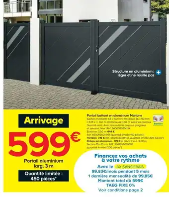 Castorama Portail battant en aluminium marione offre